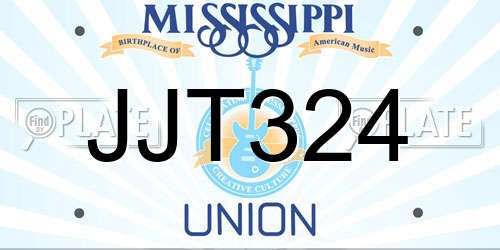 JJT324 Mississippi License Plate