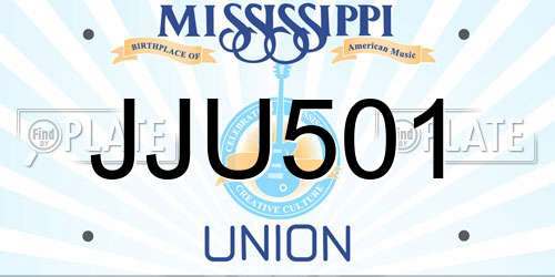 JJU501 Mississippi License Plate