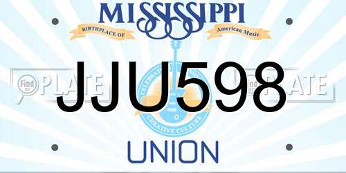 JJU598 Mississippi License Plate