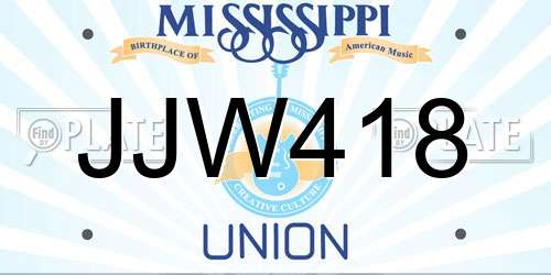 JJW418 Mississippi License Plate