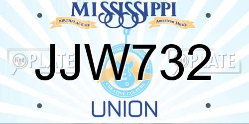 JJW732 Mississippi License Plate