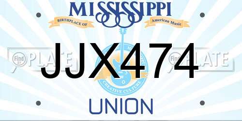 JJX474 Mississippi License Plate
