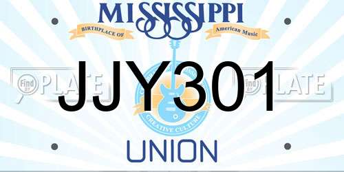 JJY301 Mississippi License Plate
