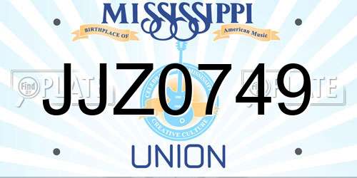 JJZ0749 Mississippi License Plate