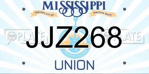 JJZ268 Mississippi License Plate