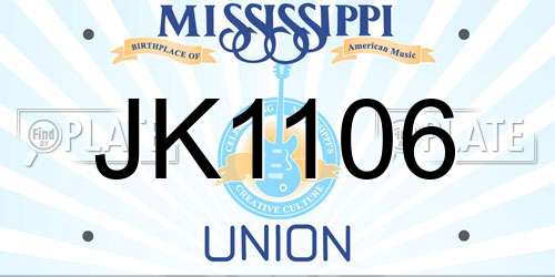 JK1106 Mississippi License Plate
