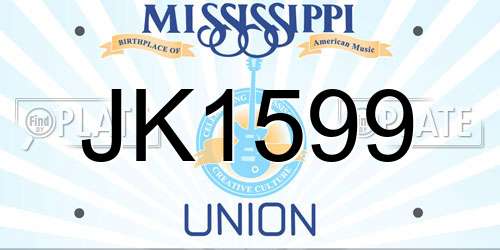 JK1599 Mississippi License Plate