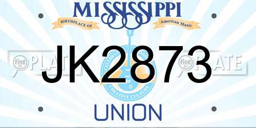 JK2873 Mississippi License Plate