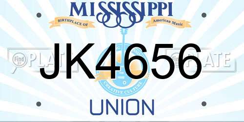 JK4656 Mississippi License Plate