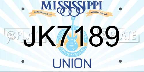 JK7189 Mississippi License Plate