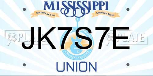 JK7S7E Mississippi License Plate