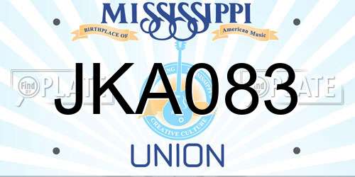 JKA083 Mississippi License Plate