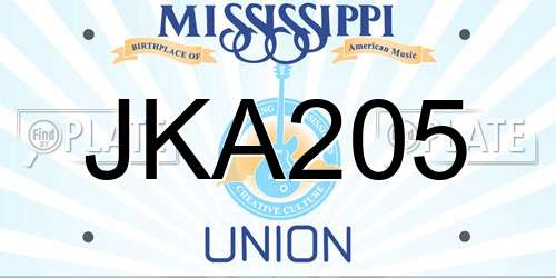 JKA205 Mississippi License Plate