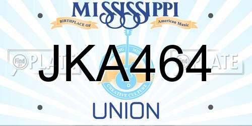 JKA464 Mississippi License Plate