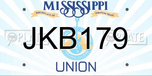 JKB179 Mississippi License Plate