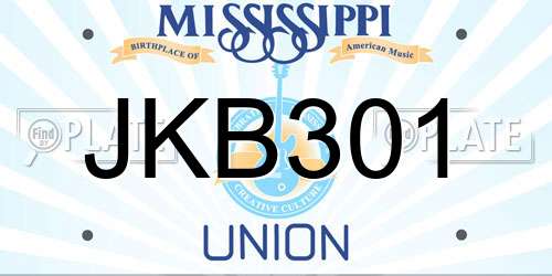 JKB301 Mississippi License Plate