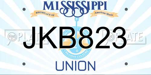 JKB823 Mississippi License Plate
