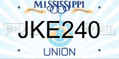 JKE240 Mississippi License Plate