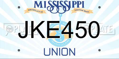 JKE450 Mississippi License Plate