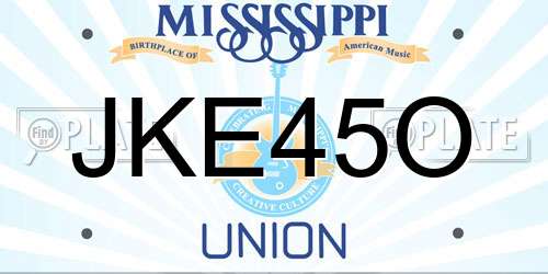 JKE45O Mississippi License Plate