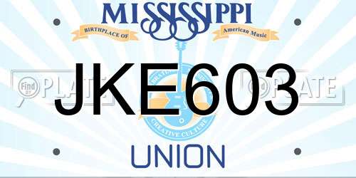 JKE603 Mississippi License Plate