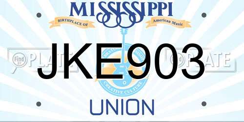 JKE903 Mississippi License Plate