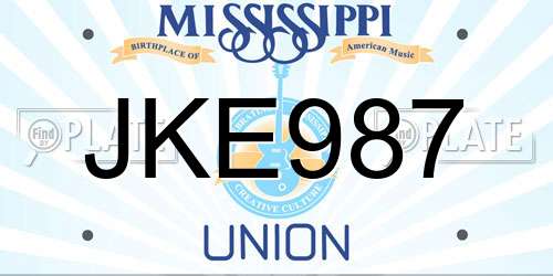 JKE987 Mississippi License Plate