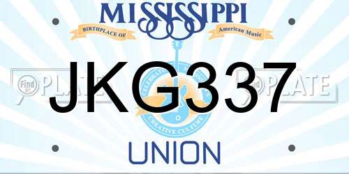 JKG337 Mississippi License Plate