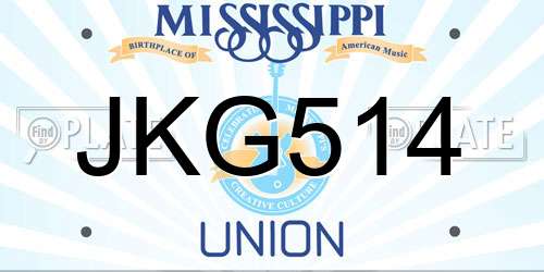 JKG514 Mississippi License Plate