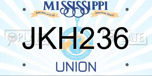 JKH236 Mississippi License Plate