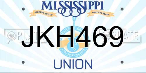 JKH469 Mississippi License Plate