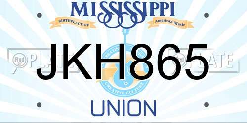 JKH865 Mississippi License Plate