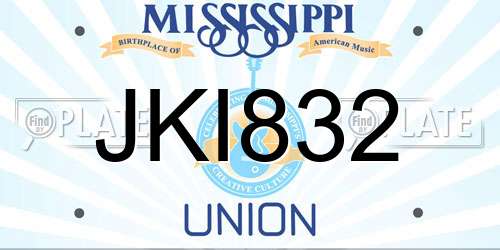 JKI832 Mississippi License Plate