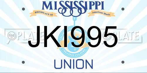 JKI995 Mississippi License Plate