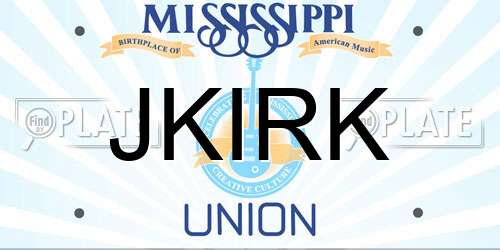 JKIRK Mississippi License Plate