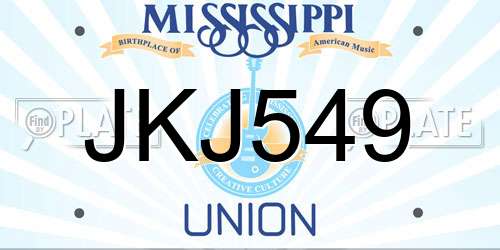 JKJ549 Mississippi License Plate