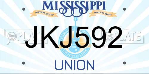 JKJ592 Mississippi License Plate