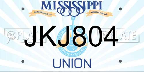 JKJ804 Mississippi License Plate