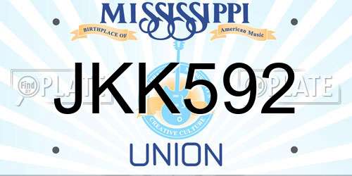 JKK592 Mississippi License Plate