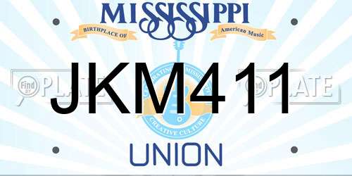 JKM411 Mississippi License Plate