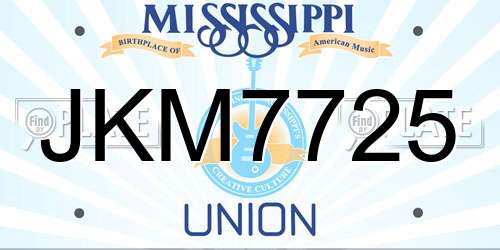 JKM7725 Mississippi License Plate