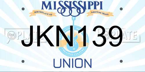 JKN139 Mississippi License Plate