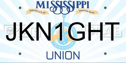JKN1GHT Mississippi License Plate