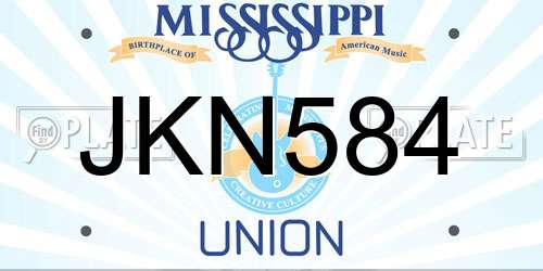 JKN584 Mississippi License Plate