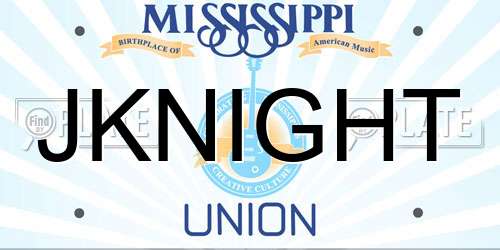 JKNIGHT Mississippi License Plate