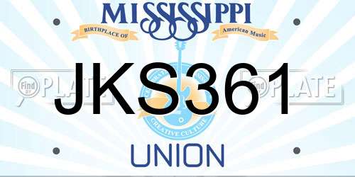 JKS361 Mississippi License Plate