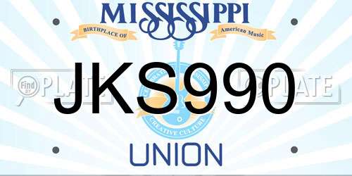 JKS990 Mississippi License Plate