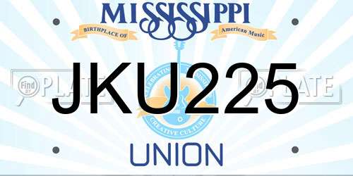 JKU225 Mississippi License Plate