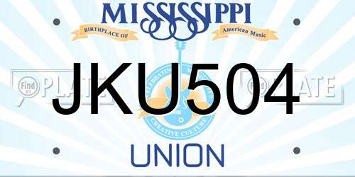 JKU504 Mississippi License Plate