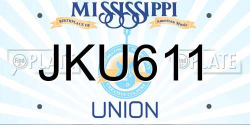 JKU611 Mississippi License Plate